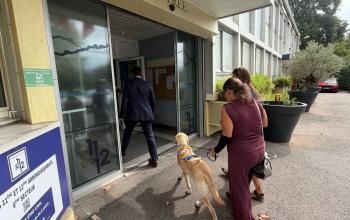 Remise d'un chien guide d'aveugle